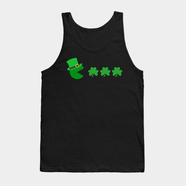 St Patricks Day Eating Shamrock Retro Gamer Kids Men Boys Tank Top by AE Desings Digital